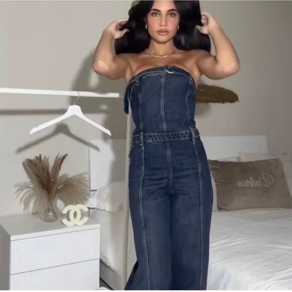 ZARA STRAPLESS TRF DENIM DRESS - Picture 2 of 15